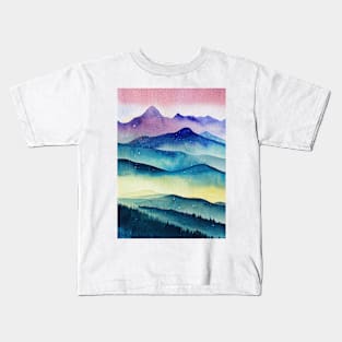 Watercolor mountains landscape 2 Kids T-Shirt